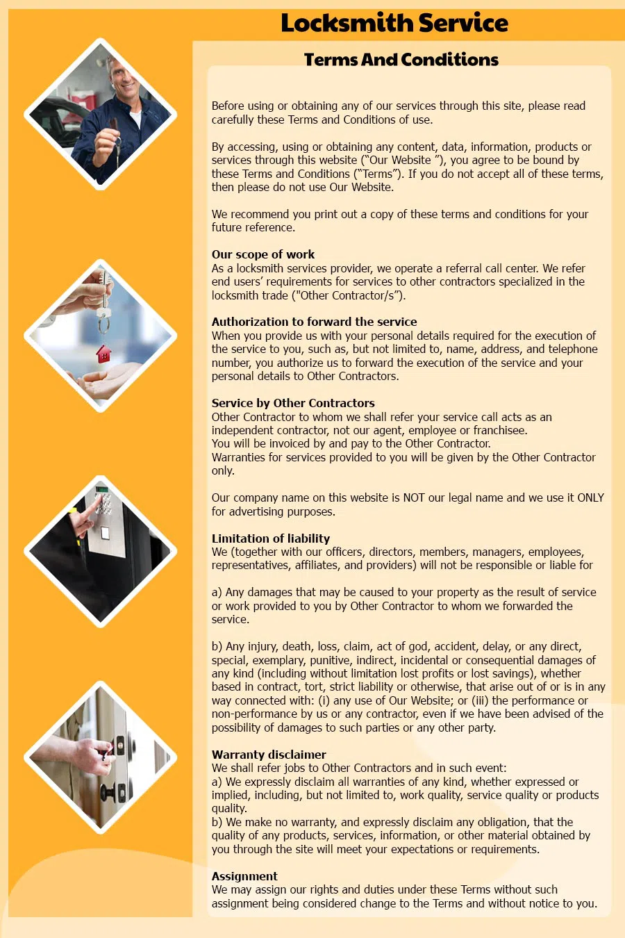 Los Angeles Lock & Locksmith, Los Angeles, CA 310-602-7159 - Terms